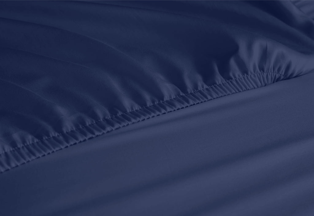 Breathable Luxury Queen Bed Sheets Set, 6 Pc Microfiber Bed Sheets, Extra Deep Pocket Queen Fitted Sheet, Flat Sheet & Pillowcases, Nav... - Breathable Egyptian Cotton Flat & Fitted Sheets Detail