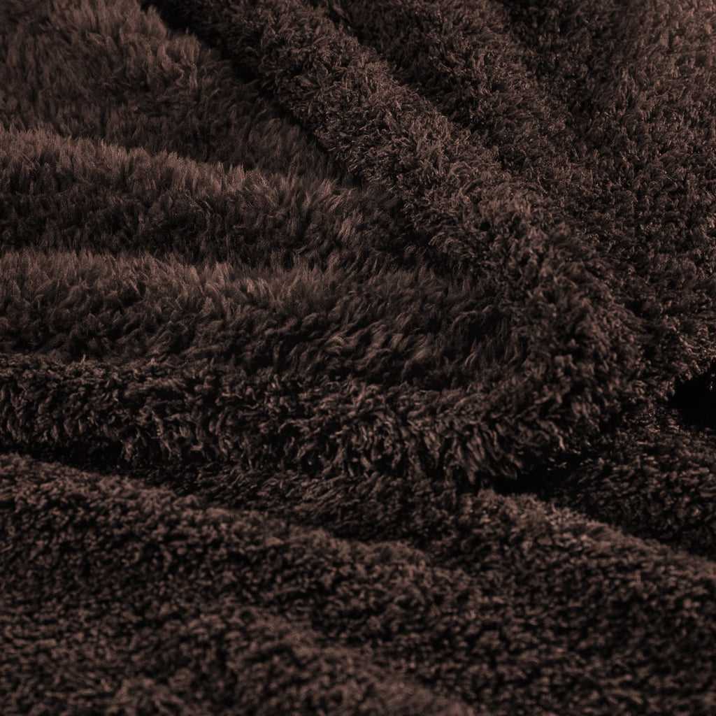 Reversible Sherpa Fuzzy Fleece Throw Blanket for Couch Sofa, Lightweight Fluffy Solid Velvet Blanket, 50x60 Inches, Coffee - Cozy Fleece Throw Blanket for Couch & Bed Detail