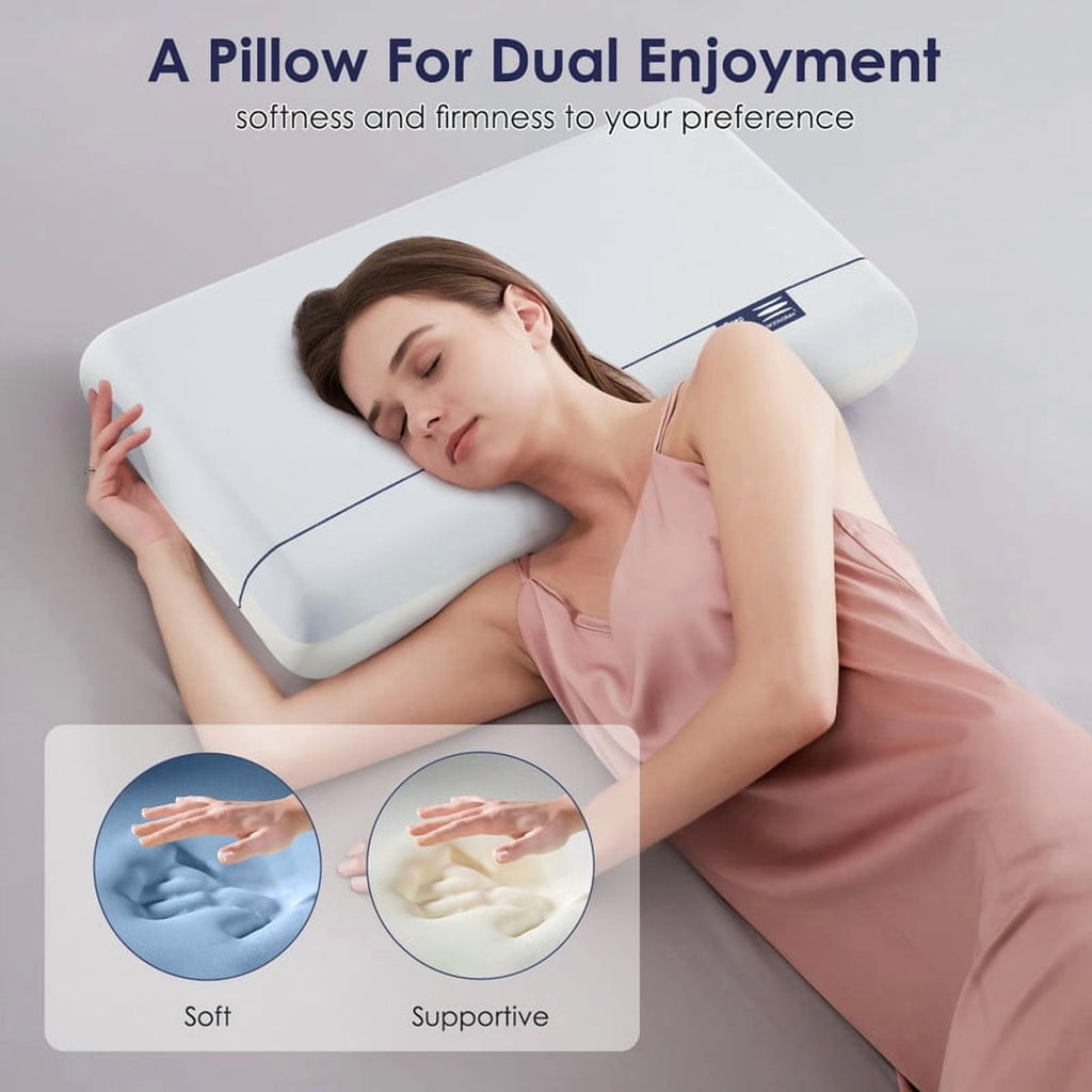 Fluffy Shredded Cooling Memory Foam Bed Pillow for Neck Pain Relief, Two-Sided Cooling Pillow for Back, Stomach and Side Sleepers, Tw... - Decorative Throw Pillow Cushion for Sofa & Bed Detail