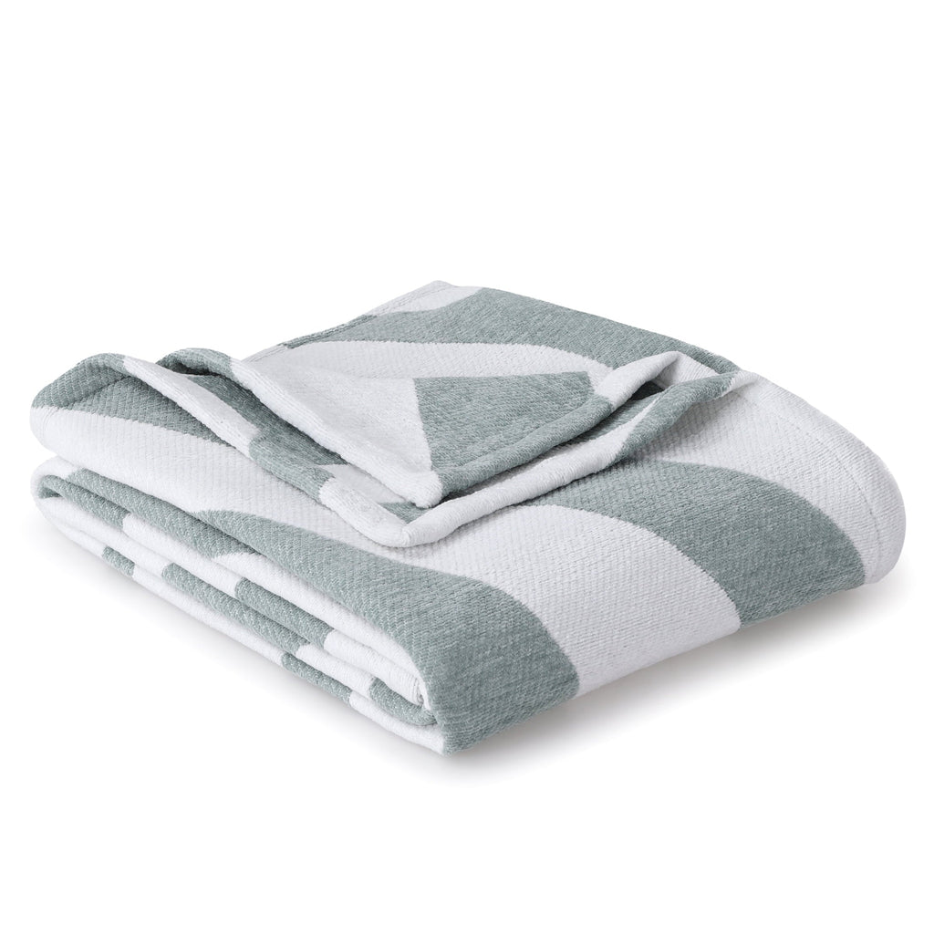 Super Soft Flannel Chenille Jacquard Soft Throw Blanket, Soft Sea - Lightweight Plush Warm Blanket for All Seasons Detail