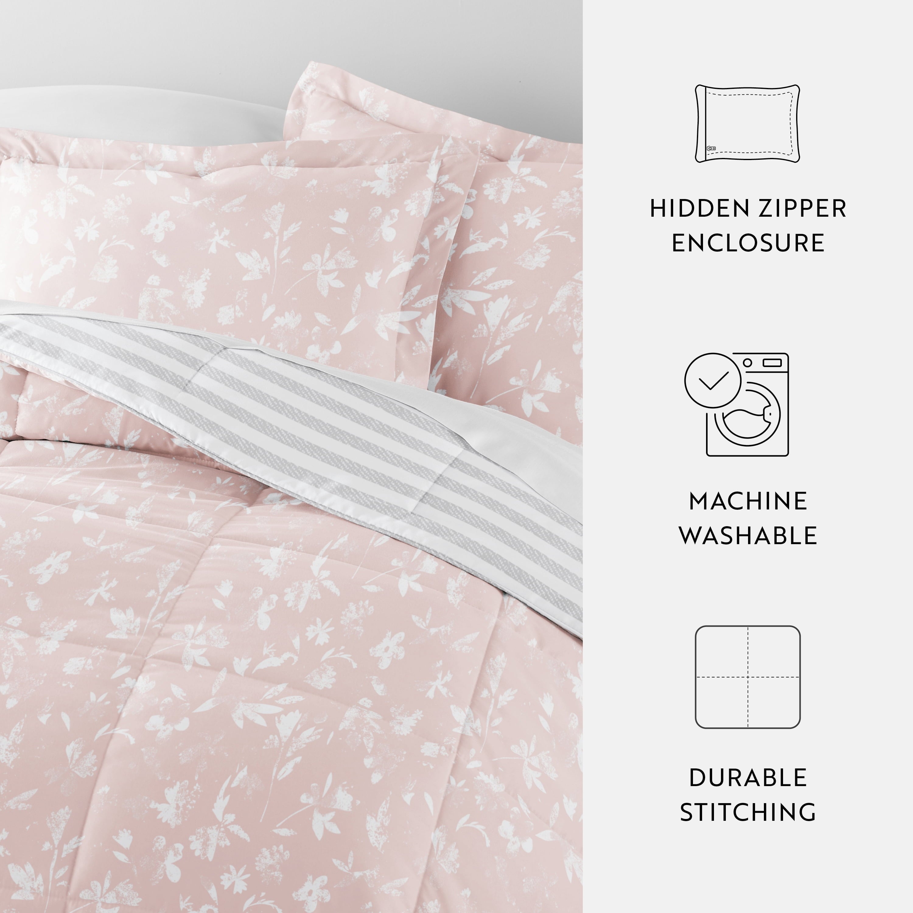 Hypoallergenic Cloud All Season Ultra Soft Comforter Set Lightweight Bedding in Pressed Flowers for Full/Queen Size - Hypoallergenic Ultra-Fluffy Quilt for Winter Detail