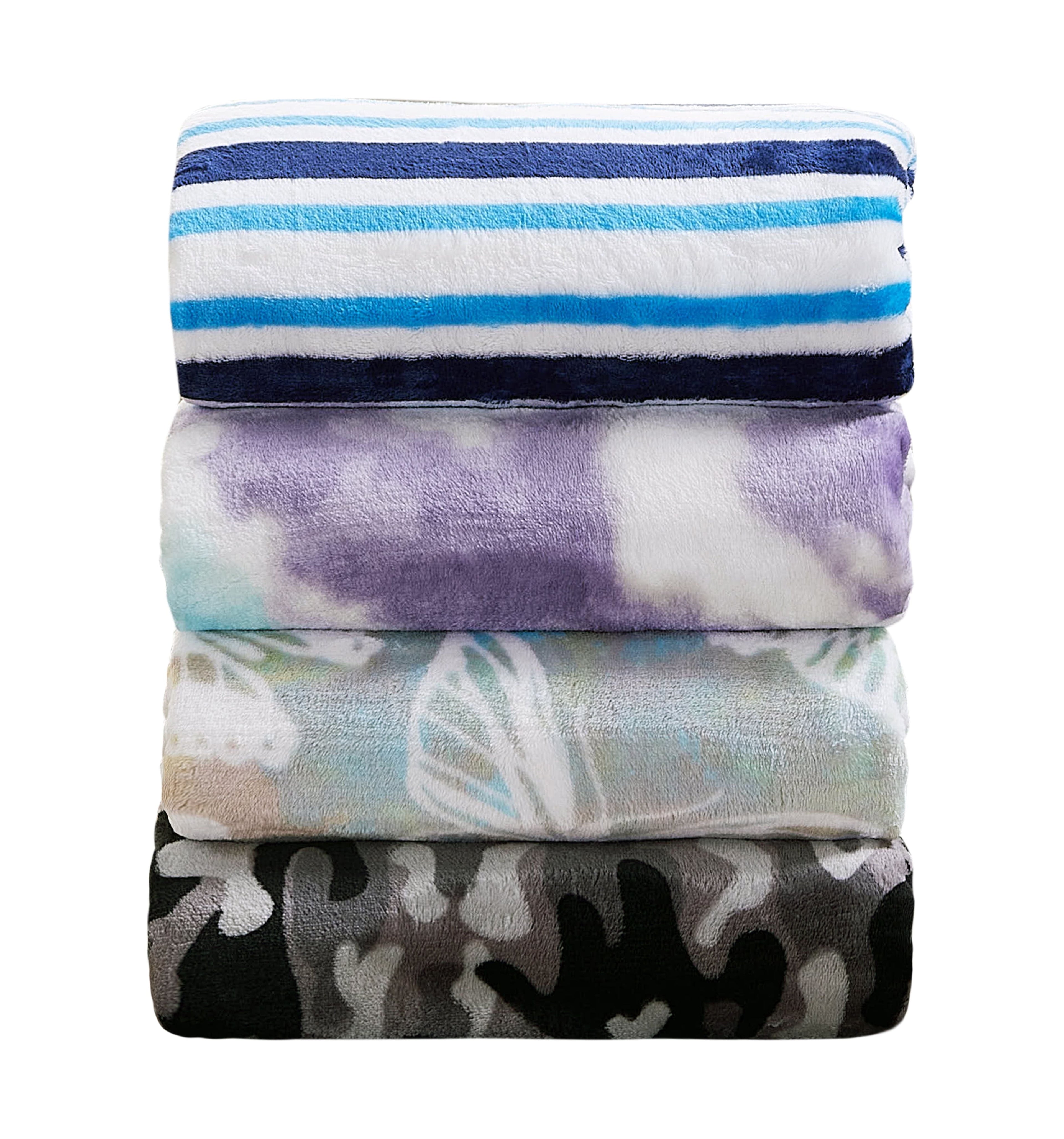 Reversible Sherpa Blue Stripes XL Oversized Throw Blanket, 72 x 50 inches, Great for a Kids Bedroom, Super Soft and Cozy - Lightweight Plush Warm Blanket for All Seasons Detail
