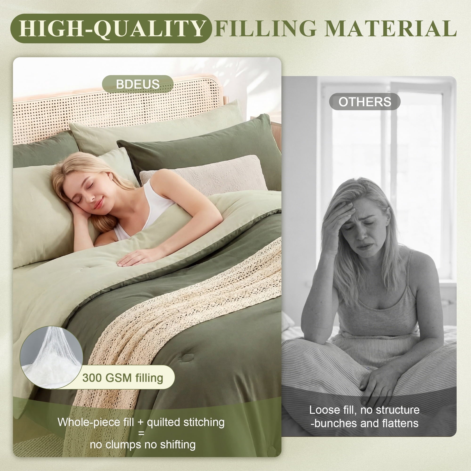 Heavyweight Warmth 7 Pieces Comforter Set Queen，Bed in A bag，All Seasons Bedding sets with Comforter,Fitted Sheet,Flat Sheet,Pillowcases... - Hypoallergenic Ultra-Fluffy Quilt for Winter Detail