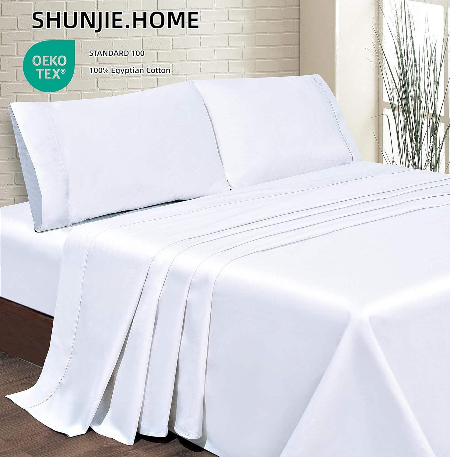 Ultra-Soft Bed Sheets Set 4 Pieces, 600 TC 100% Egyptian Cotton Bed Sheets, Breathable, Soft & Silky Sateen Weave Fits Mattress ... - Cooling Hotel Quality Bedding Sheets and Pillowcases Detail