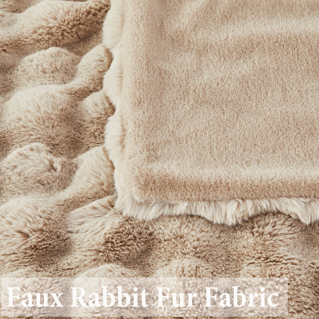Reversible Sherpa Taupe Faux Fur Bubble Blankets for Couch Chair Sofa Luxury Fluffy Thick Bubble Throw Blanket Furry Blanket Fuzzy Soft... - Super Soft Reversible Sherpa Flannel Blanket Detail