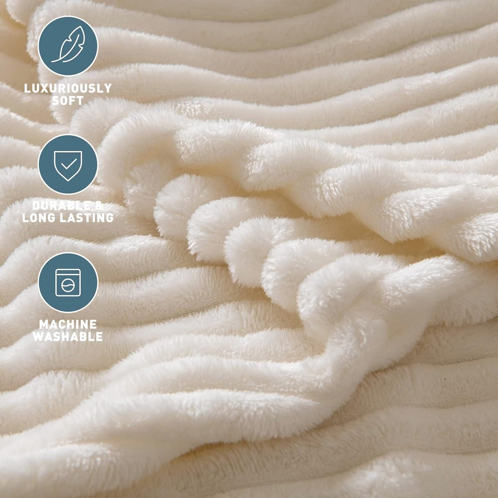 Cozy Fleece Extra Soft with Strip, Plush Fuzzy Cozy Bed s and s for Couch,Bed,Sofa,Lightweight and Versatile s for Office Bedroom... - Luxury Knitted Decorative Throw Blanket with Fringes Detail