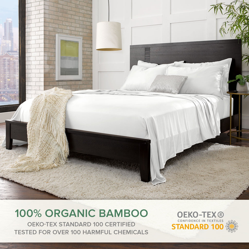 Ultra-Soft Sheets King Size Bed Sheet 4 Piece Set, Genuine 100% Organic Bamboo Viscose, Luxuriously Soft & Cooling, Double Stitc... - Cooling Hotel Quality Bedding Sheets and Pillowcases Detail