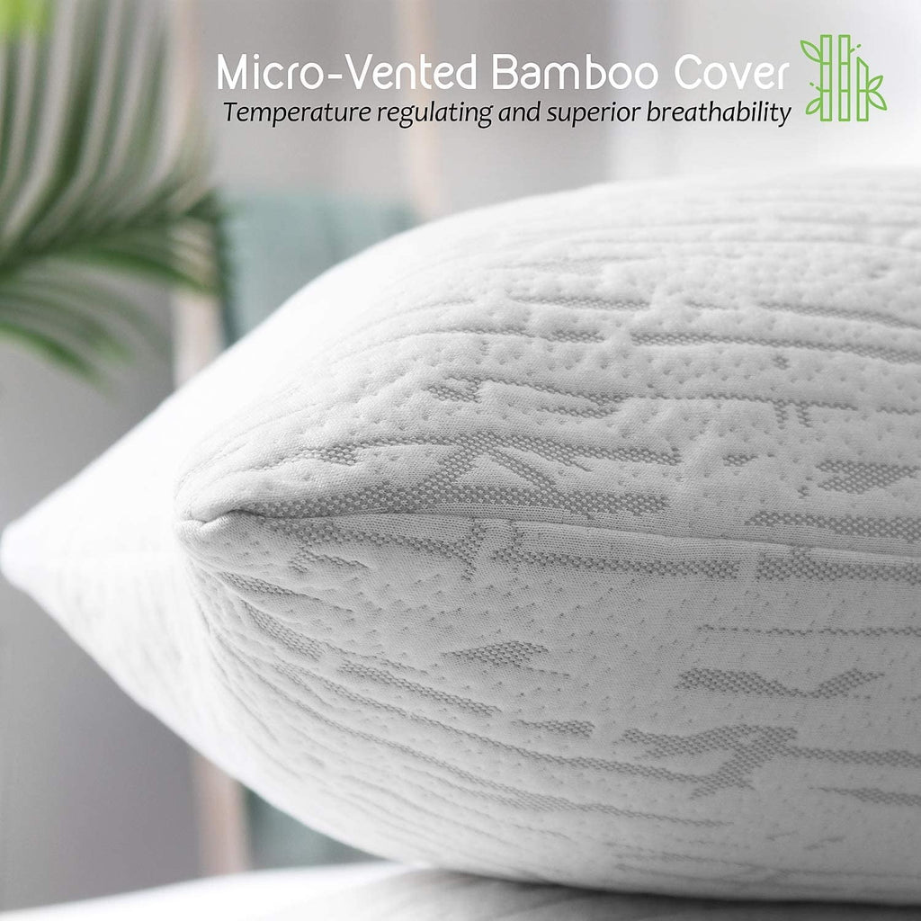 Fluffy Shredded Bed Pillow, Bamboo Pillows for Bed, Queen Size Pillows - Orthopedic Shredded Foam Bed Pillow Set Detail
