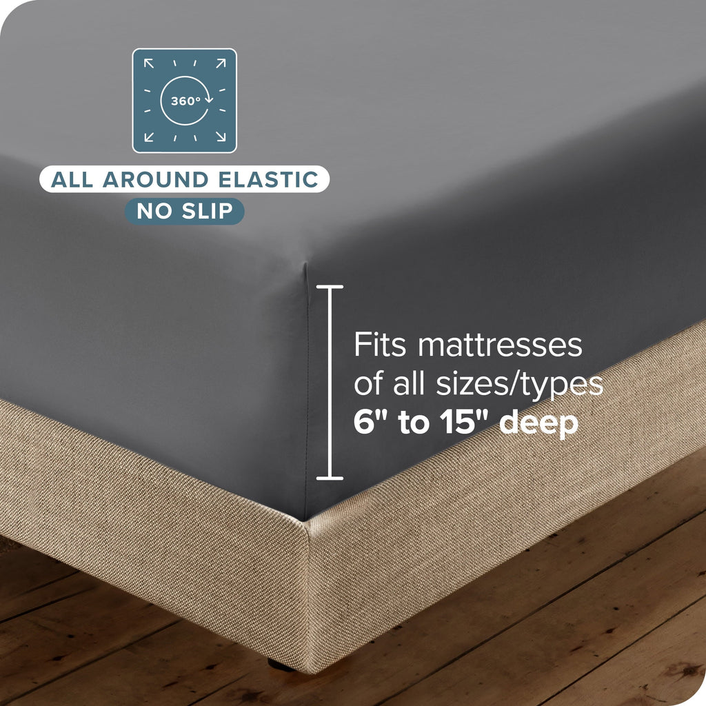 Wrinkle-Resistant Luxury Bed Sheet Set- 6 Piece - Queen, Gray - Luxury Bed Sheet Set with Deep Pockets Detail