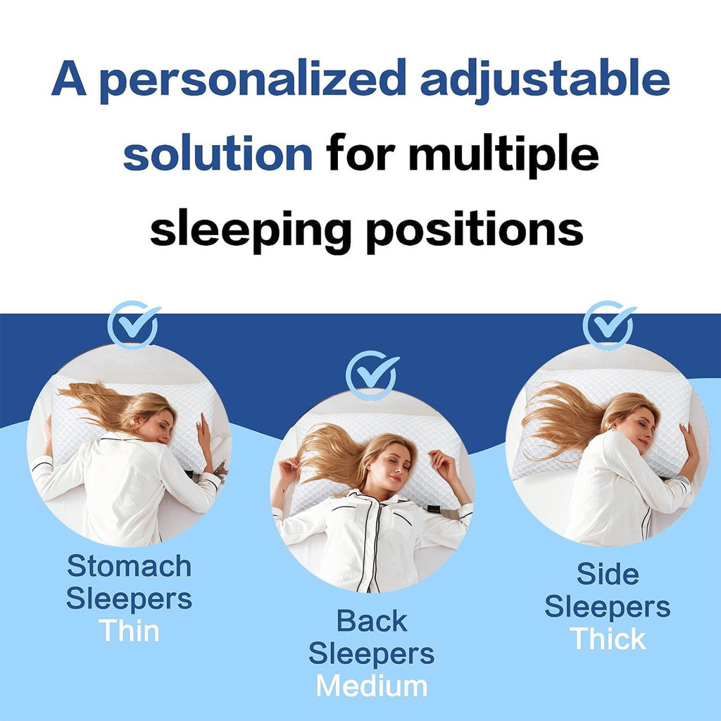 Decorative Plump Cooling Shredded Memory Foam Bed Pillows Adjustable Firm Support Pillow for Side and Back Sleepers Curved Pillows Set... - Orthopedic Shredded Foam Bed Pillow Set Detail