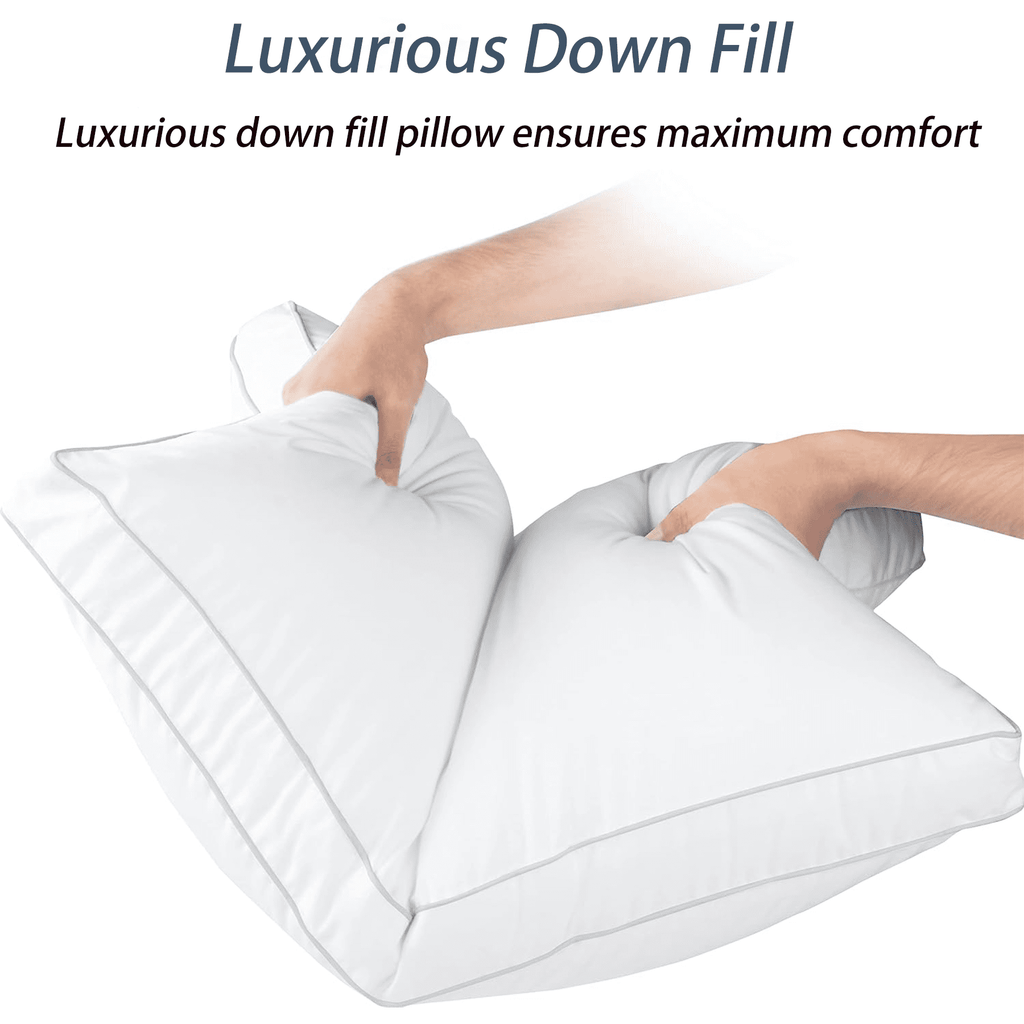 Decorative Plump Goose Feather & Down Pillow King Size 20"x36" – Hotel Quality Bed Pillow for Sleeping, 100% Organic Cotton Cover, Hyp... - Orthopedic Shredded Foam Bed Pillow Set Detail