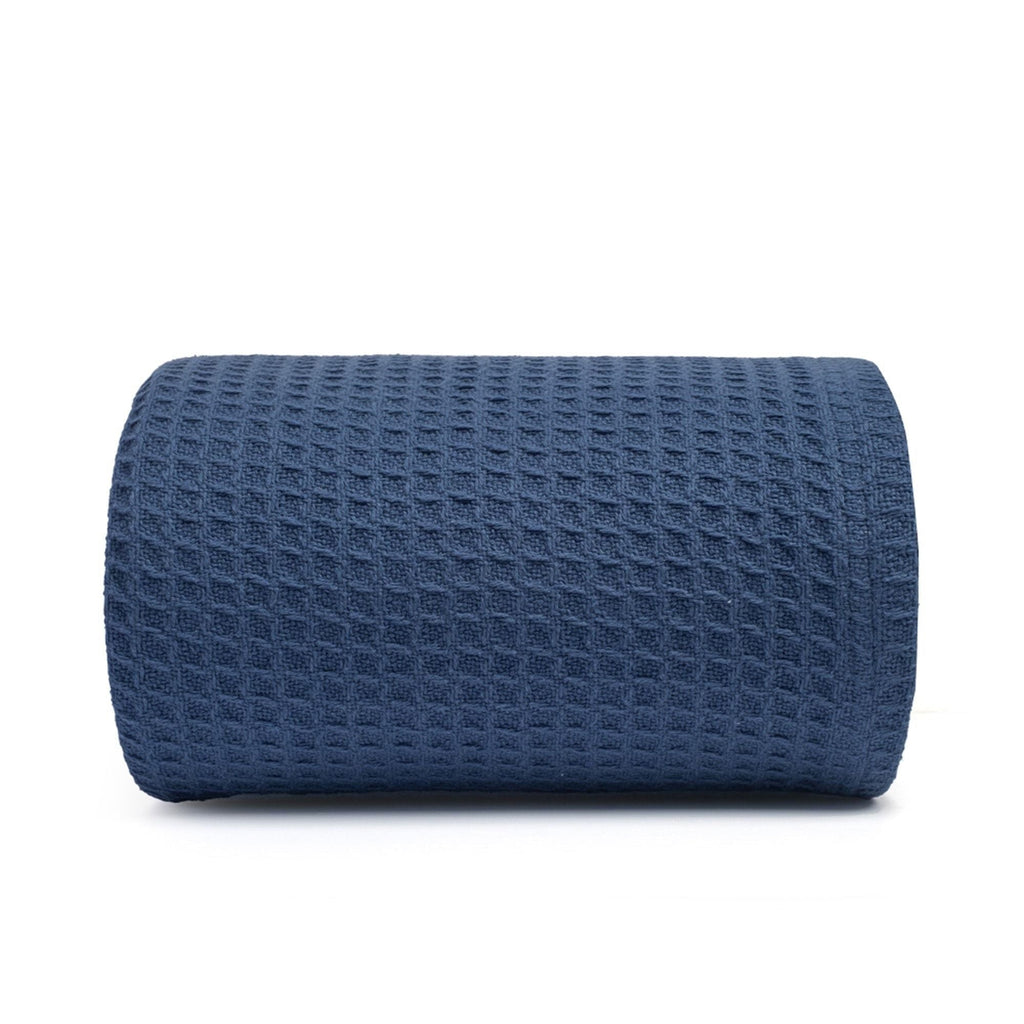 Reversible Sherpa Twin Waffle Throw Blanket for Couch (68" x 92"), 100% Cotton Throw Blankets for Bed, Waffle Blanket for Bed (Navy) - Cozy Fleece Throw Blanket for Couch & Bed - Default Title