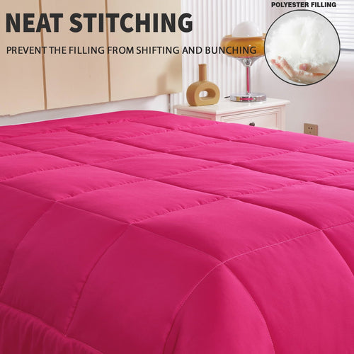 All-Season Lightweight Reversible 3-Piece Comforter Set All Seasons, Down Alternative Comforter with 2 Pillow Shams, Queen Size,... - Hypoallergenic Ultra-Fluffy Quilt for Winter Detail