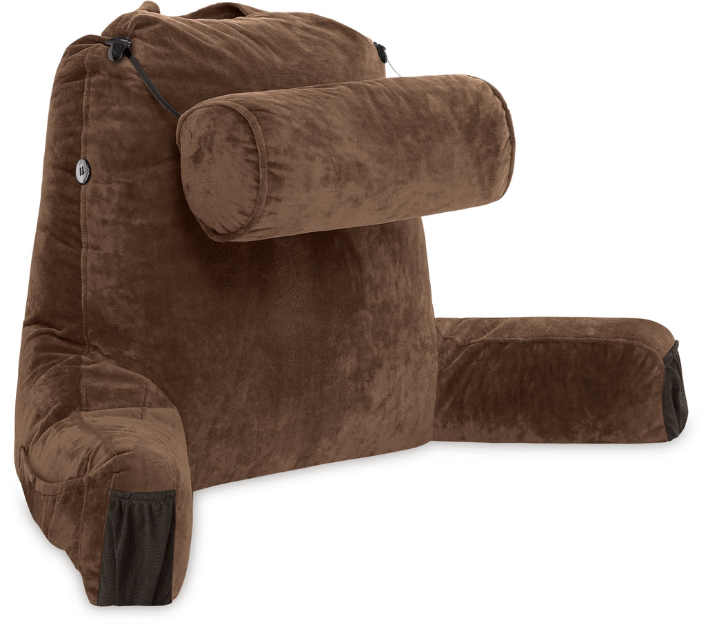 Hotel Collection Medium Chocolate Brown, Backrest - Detach Neck Roll, Removable Cover - Decorative Throw Pillow Cushion for Sofa & Bed Detail