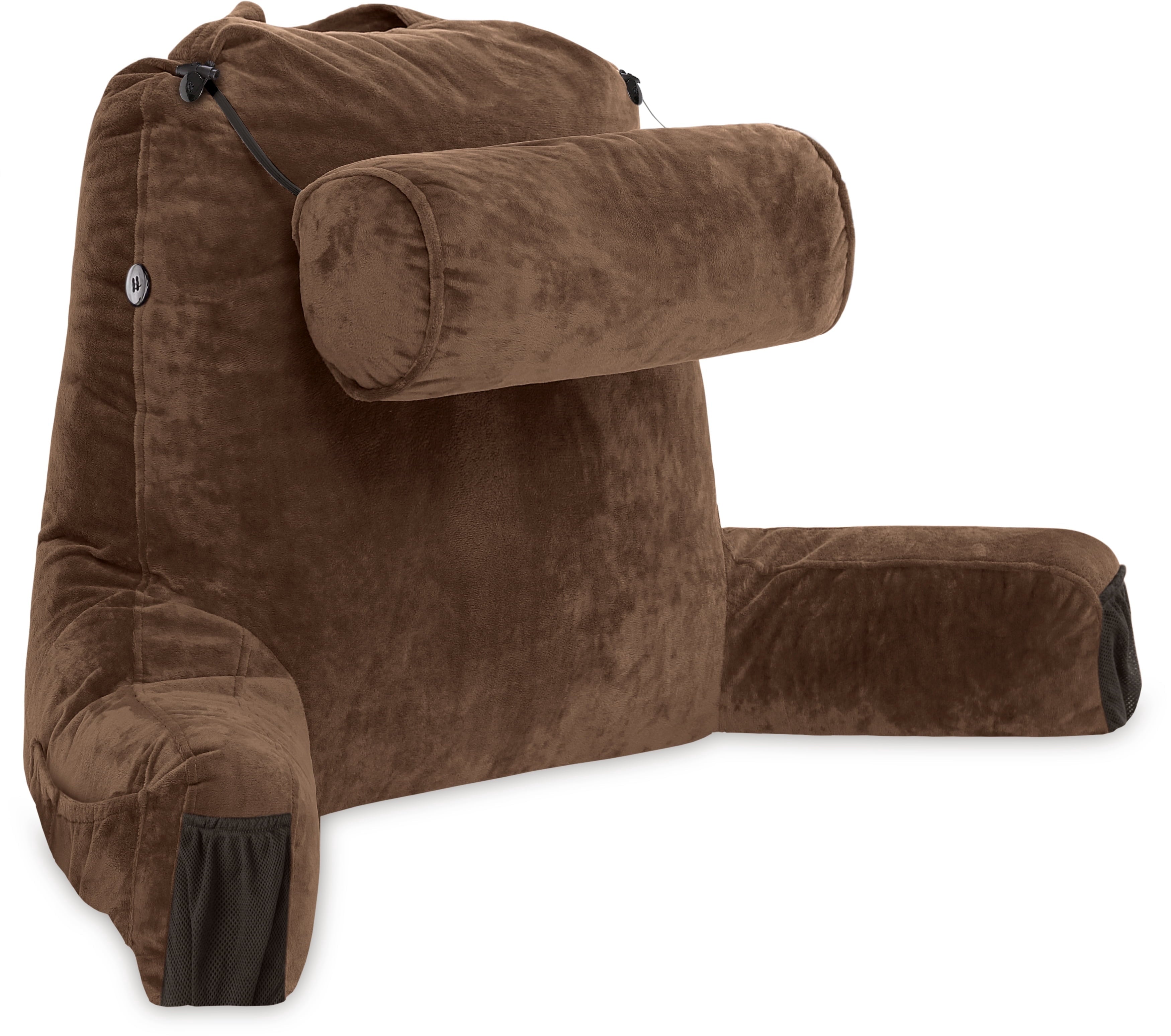 Hotel Collection Medium Chocolate Brown, Backrest - Detach Neck Roll, Removable Cover - Decorative Throw Pillow Cushion for Sofa & Bed Detail