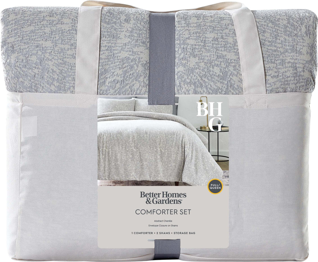 Hypoallergenic Cloud Better Homes & Garden Grey Chenille 3-Piece Comforter Set, Full/Queen, All Ages - Hypoallergenic Ultra-Fluffy Quilt for Winter Detail