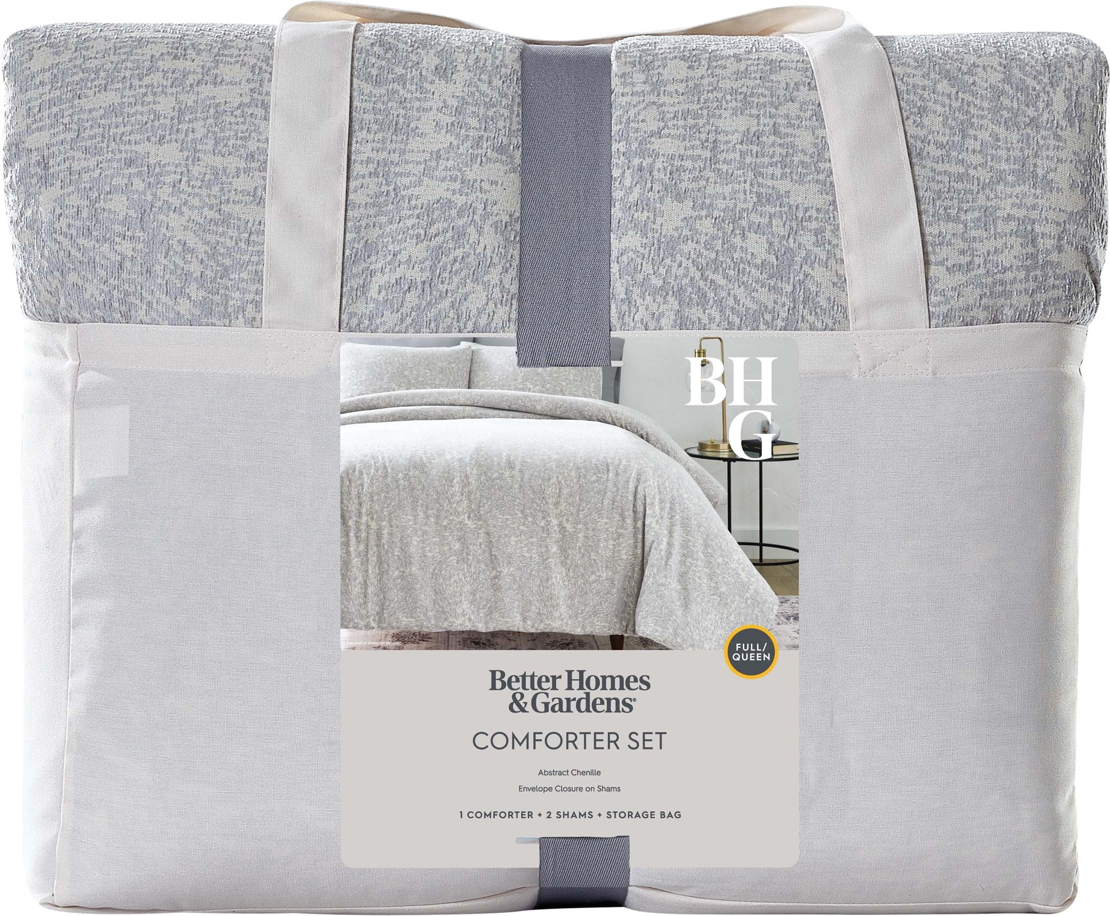 Hypoallergenic Cloud Better Homes & Garden Grey Chenille 3-Piece Comforter Set, Full/Queen, All Ages - Hypoallergenic Ultra-Fluffy Quilt for Winter Detail