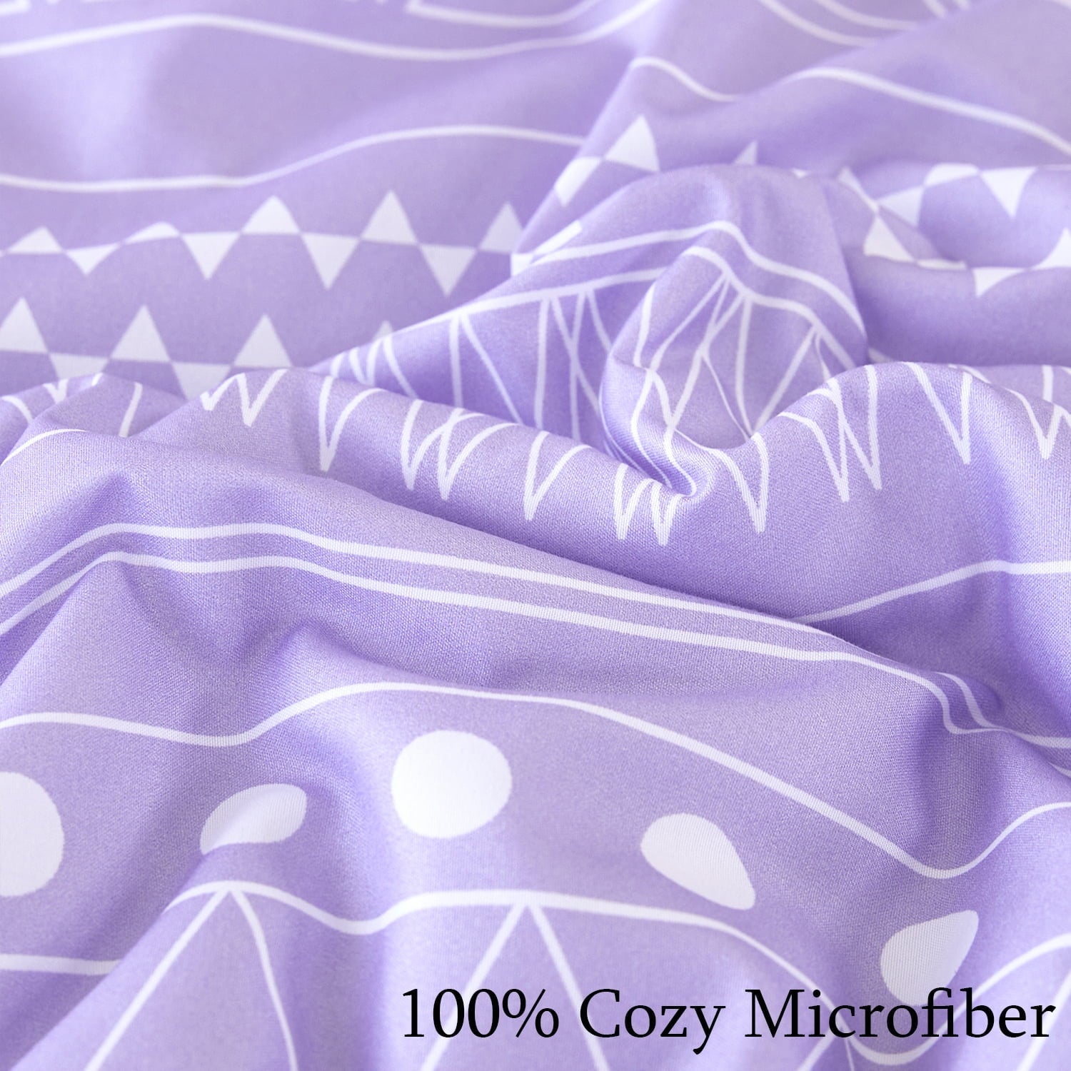 Fluffy Down Alternative 8-Pieces Boho Bedding Set Full Lavender Striped Bed in a Bag for Girls Women Soft Fluffy Purple Comforter Set with Sh... - Luxurious Quilted Duvet Cover Set Detail