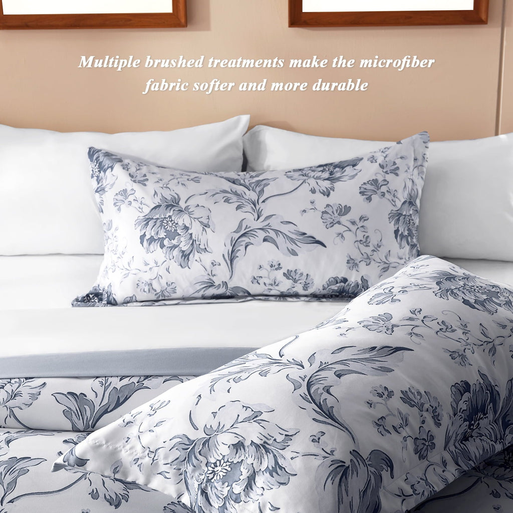 Fluffy Down Alternative Queen Comforter Sets,7-Pieces Reversible Bedding Sets,Bed in a Bag with Comforter,Flat Sheet and Fitted Sheet,Pillowc... - Luxurious Quilted Duvet Cover Set Detail