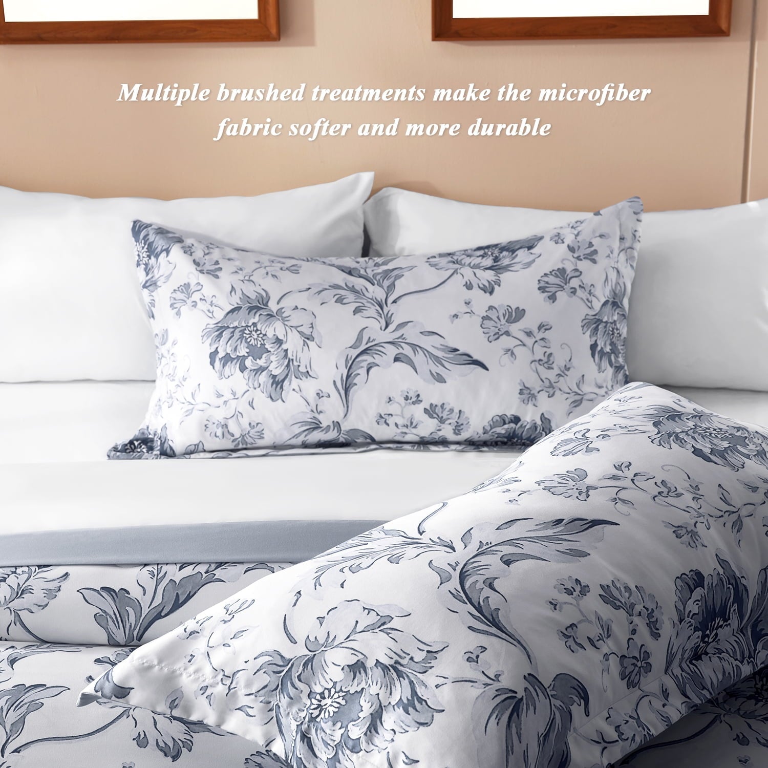 Fluffy Down Alternative Queen Comforter Sets,7-Pieces Reversible Bedding Sets,Bed in a Bag with Comforter,Flat Sheet and Fitted Sheet,Pillowc... - Luxurious Quilted Duvet Cover Set Detail