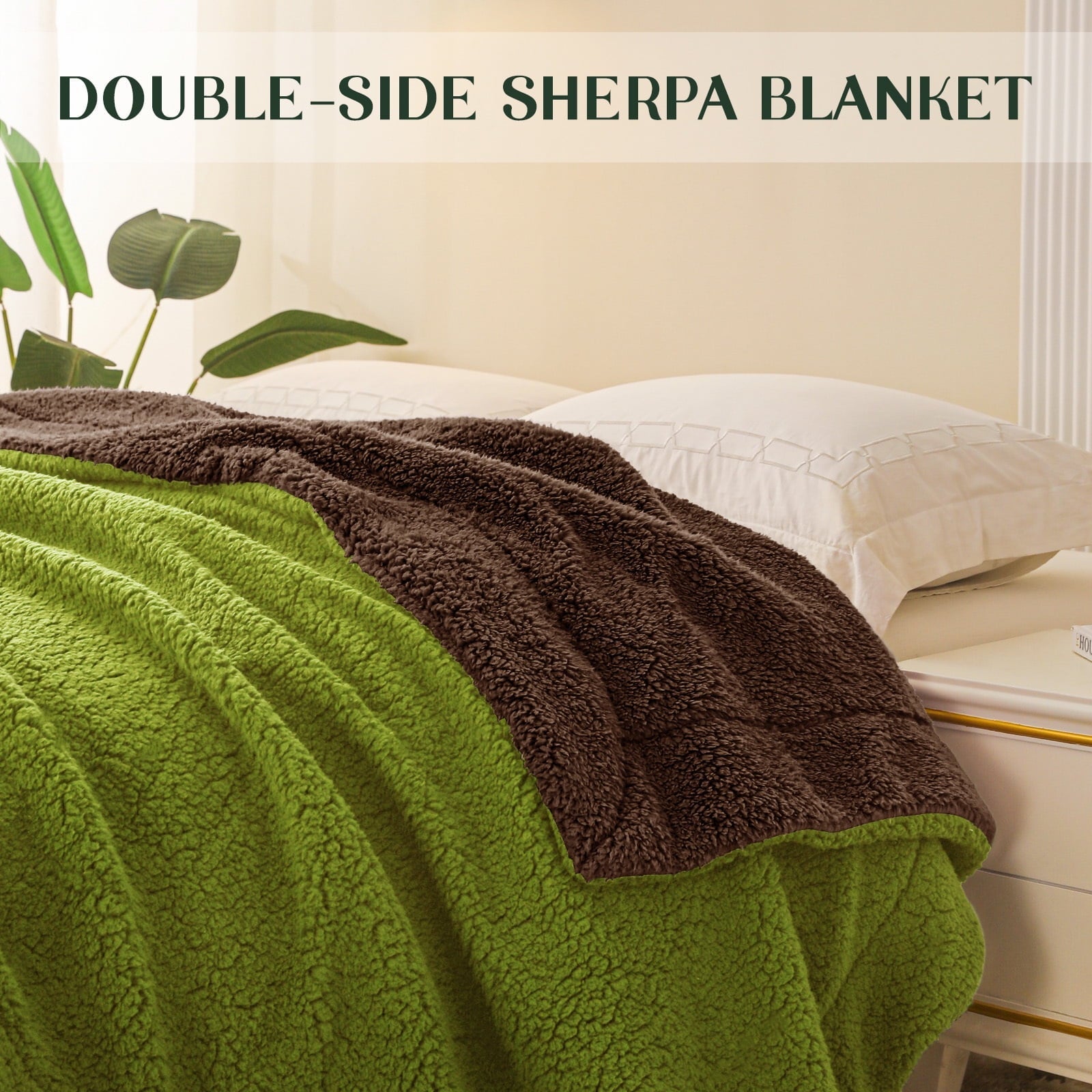 Super Soft Flannel Reversible Sherpa Fleece Throw Blanket for Couch, Soft Plush Blanket for Bed Sofa, Warm Fluffy Blankets for All Seaso... - Lightweight Plush Warm Blanket for All Seasons Detail