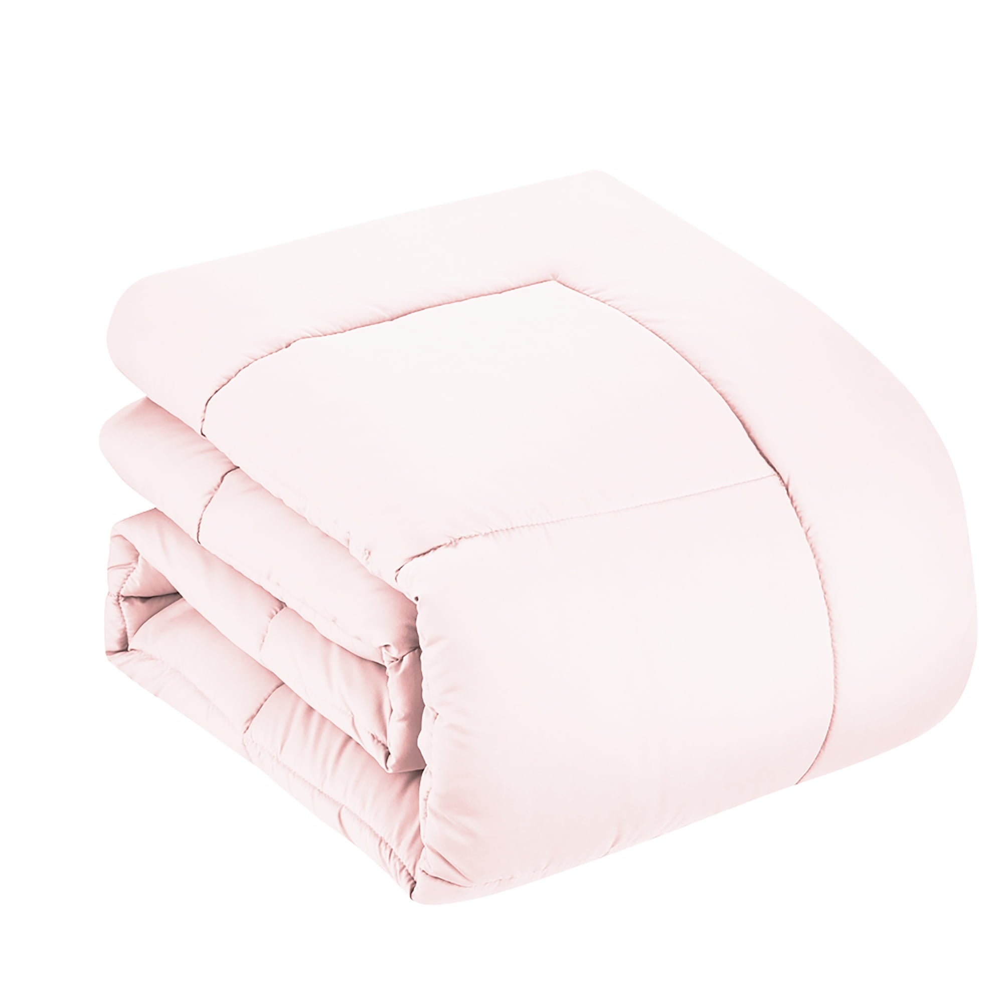 Luxurious Quilted Supreme 7 Piece Bed-In-A-Bag All Season Solid Comforter & Sheet Set, Full, Pale Pink - Luxurious Quilted Duvet Cover Set Detail
