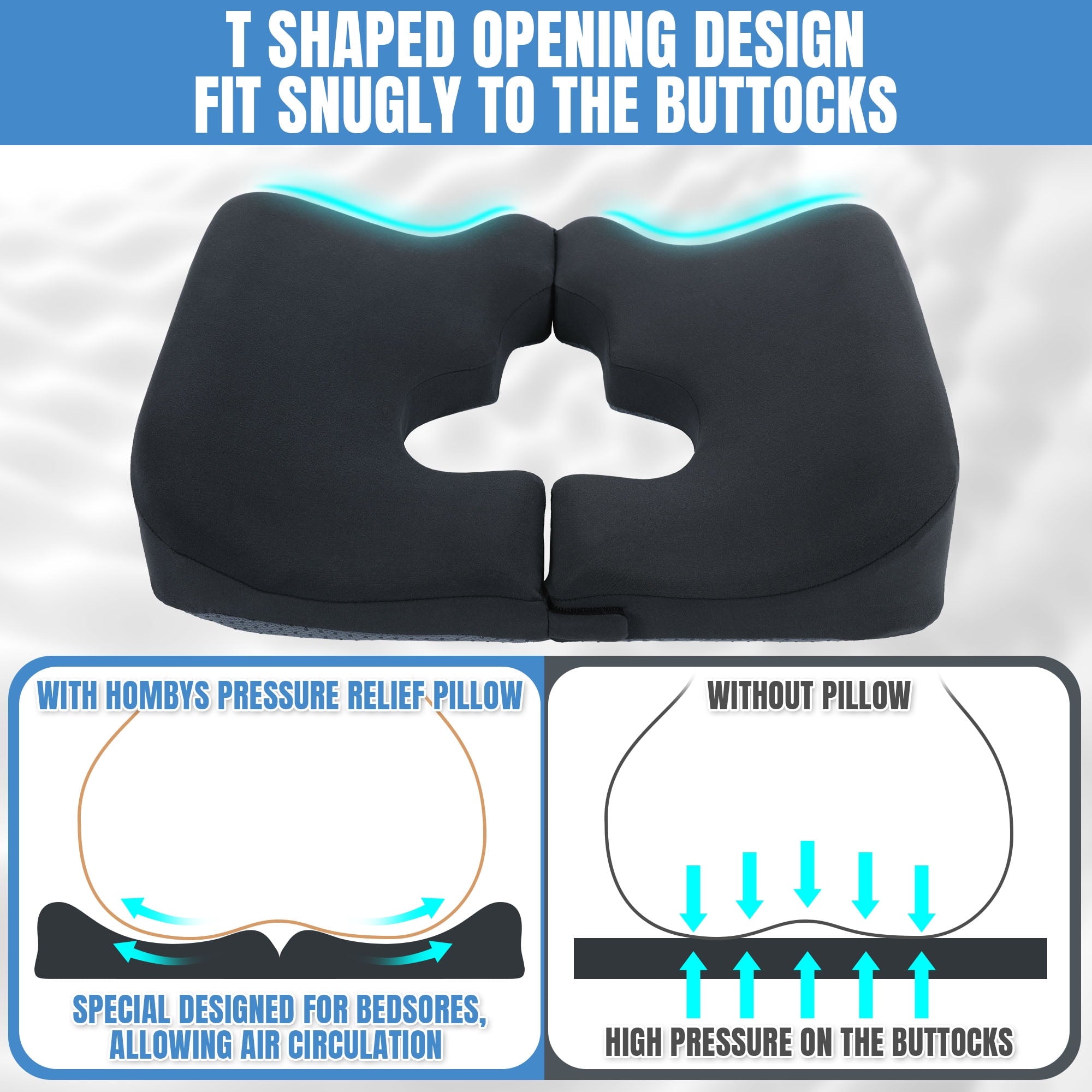 Ergonomic Memory Foam Memory Foam Bed Sore Cushions for Butt, Bedsore Pressure Relief Pillow for Sleeping and Sitting,Cushion for Bed Sores... - Ergonomic Memory Foam Pillow for Neck Pain Support Detail