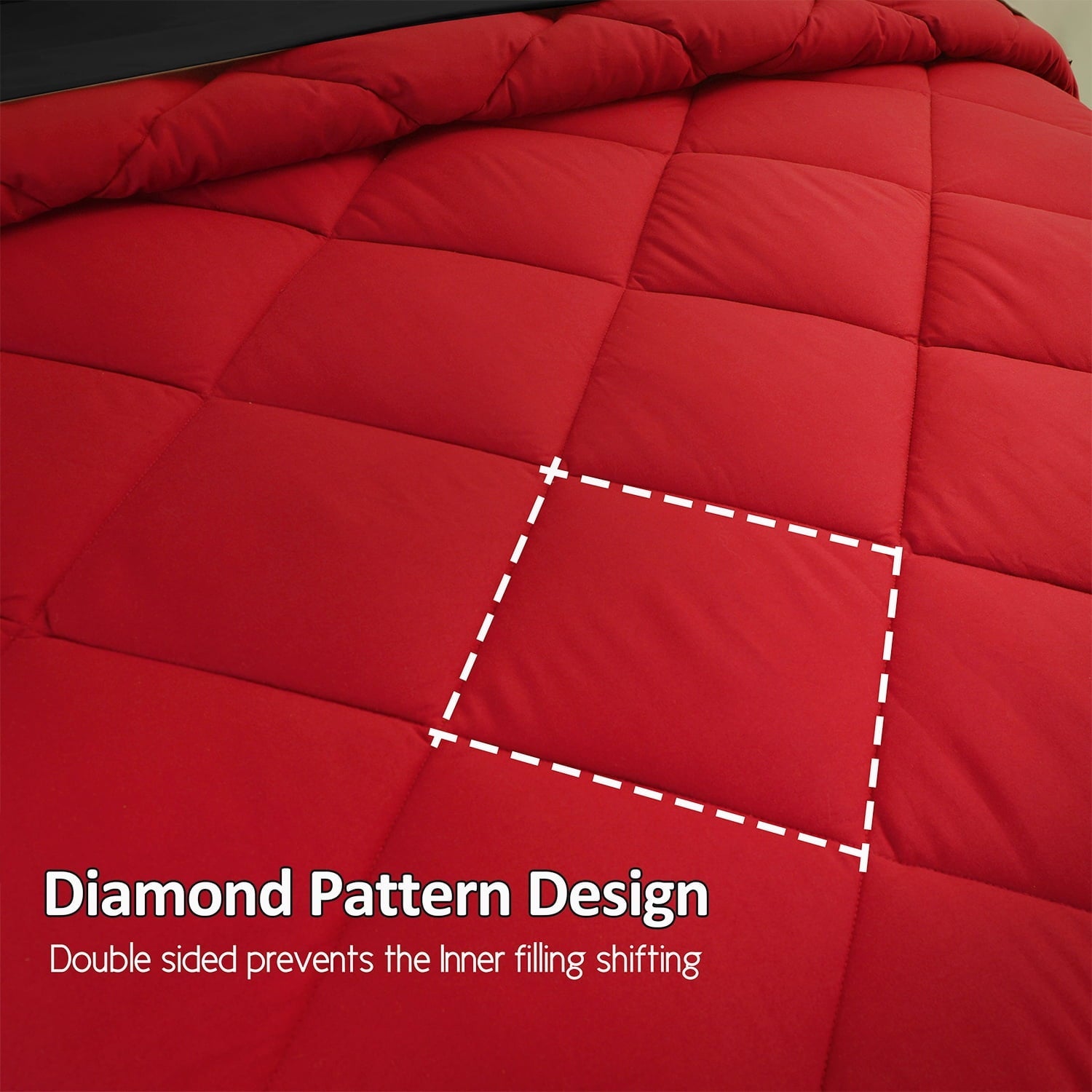 Hypoallergenic Cloud 7 Piece Reversible Queen Comforter Set - Red Quilted Down Alternative Bedding All Season Super Soft Microfiber Bed in... - Hypoallergenic Ultra-Fluffy Quilt for Winter Detail