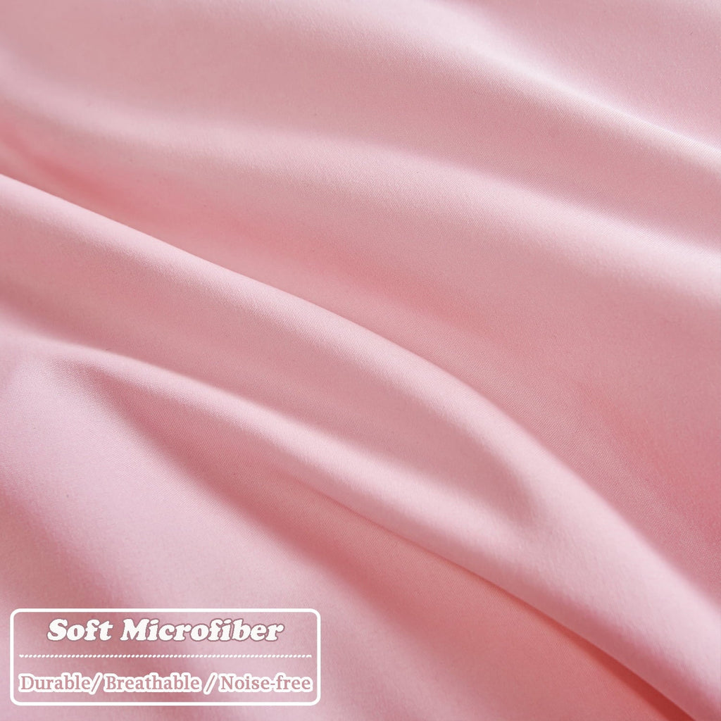 Fluffy Down Alternative Pink Full Size Comforter Set Pom Fringe 3 Pcs Boho Chic Cute Ball Pom Blush Bedding Set Cali Soft Lightweight Solid B... - Hypoallergenic Ultra-Fluffy Quilt for Winter Detail