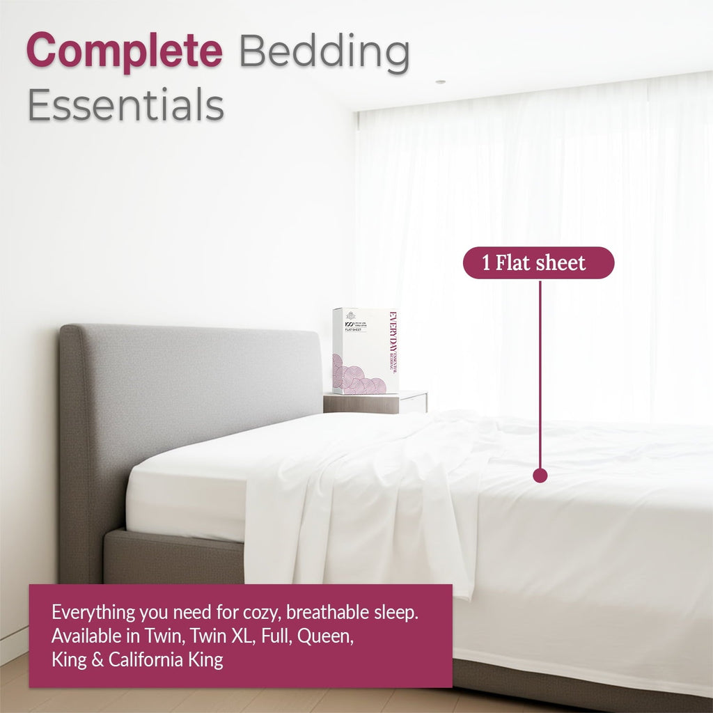 Cooling Sateen 100% Organic Cotton Percale Flat Sheet Twin Size - 1 PC Flat Sheet, White - Crisp, Cool and Strong Bed Linen, Top She... - Cooling Hotel Quality Bedding Sheets and Pillowcases Detail