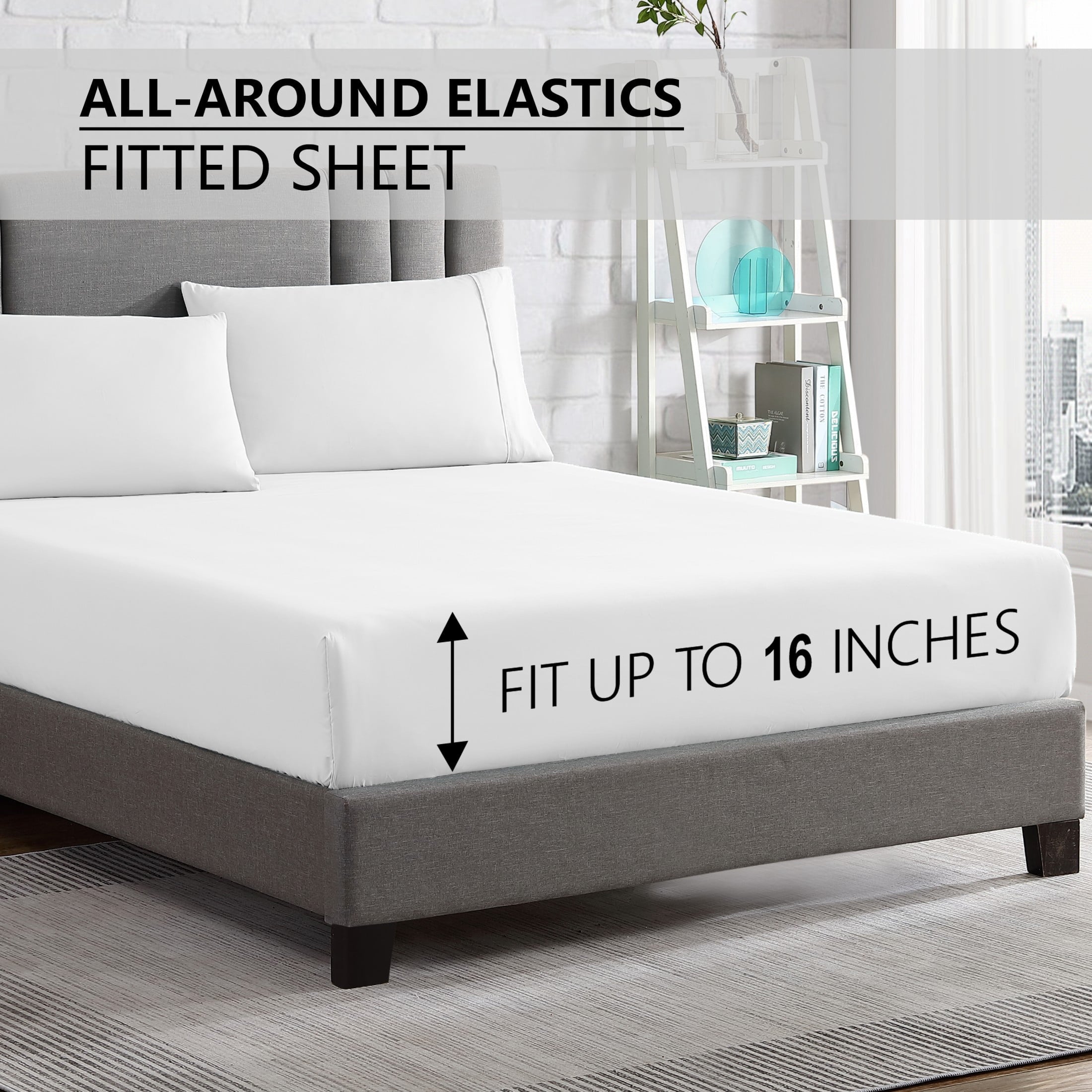 Ultra-Soft Queen Size 6 Piece Bed Sheet Set White - Ultra Soft Microfiber Deep Pocket Wrinkle Free - Cooling Hotel Quality Bedding Sheets and Pillowcases Detail
