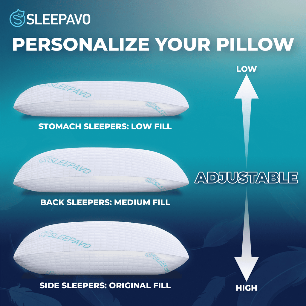 Orthopedic Support Adjustable Shredded Memory Foam Pillows Queen Size Set of 2 - Extra Soft Cooling Bamboo Bed Pillows for Sleeping - Ba... - Ergonomic Memory Foam Pillow for Neck Pain Support Detail