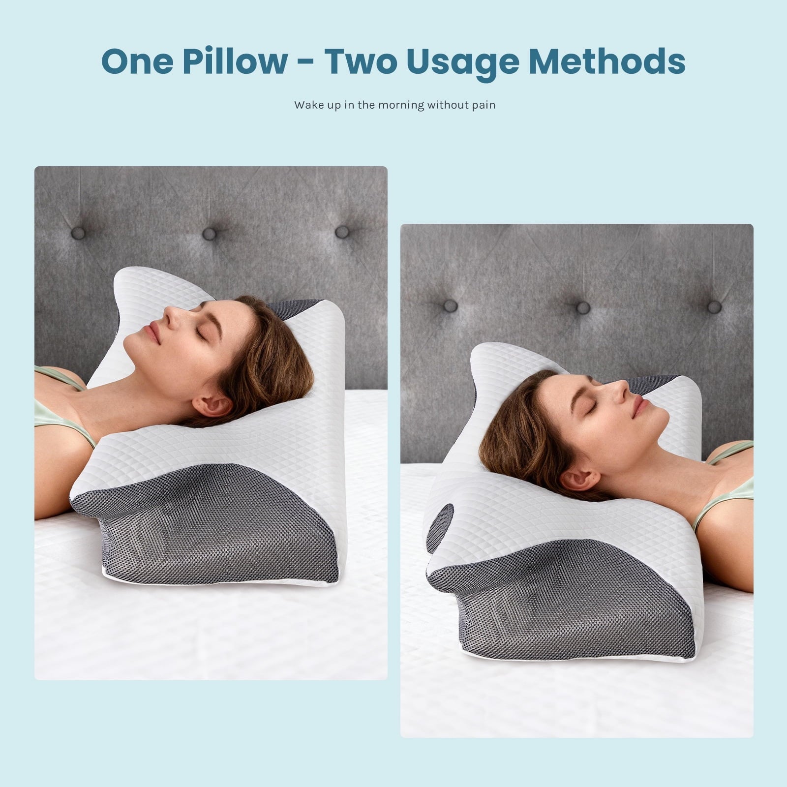 Ergonomic Memory Foam Cervical Pillow for Pain Relief, Ergonomic Side Sleeper Pillow for Orthopedic Contour Support for Bed Sleeping, Memor... - Ergonomic Memory Foam Pillow for Neck Pain Support Detail
