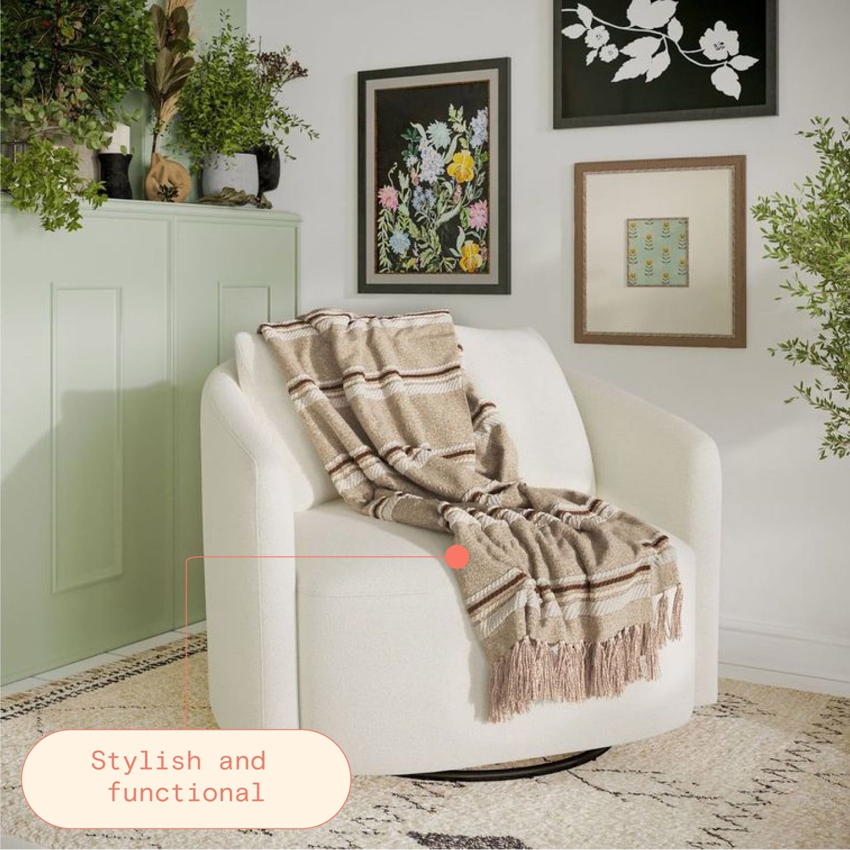 Decorative Knitted 60" x 50" Cozy Striped Porcini Chenille Throw - Luxury Knitted Decorative Throw Blanket with Fringes Detail
