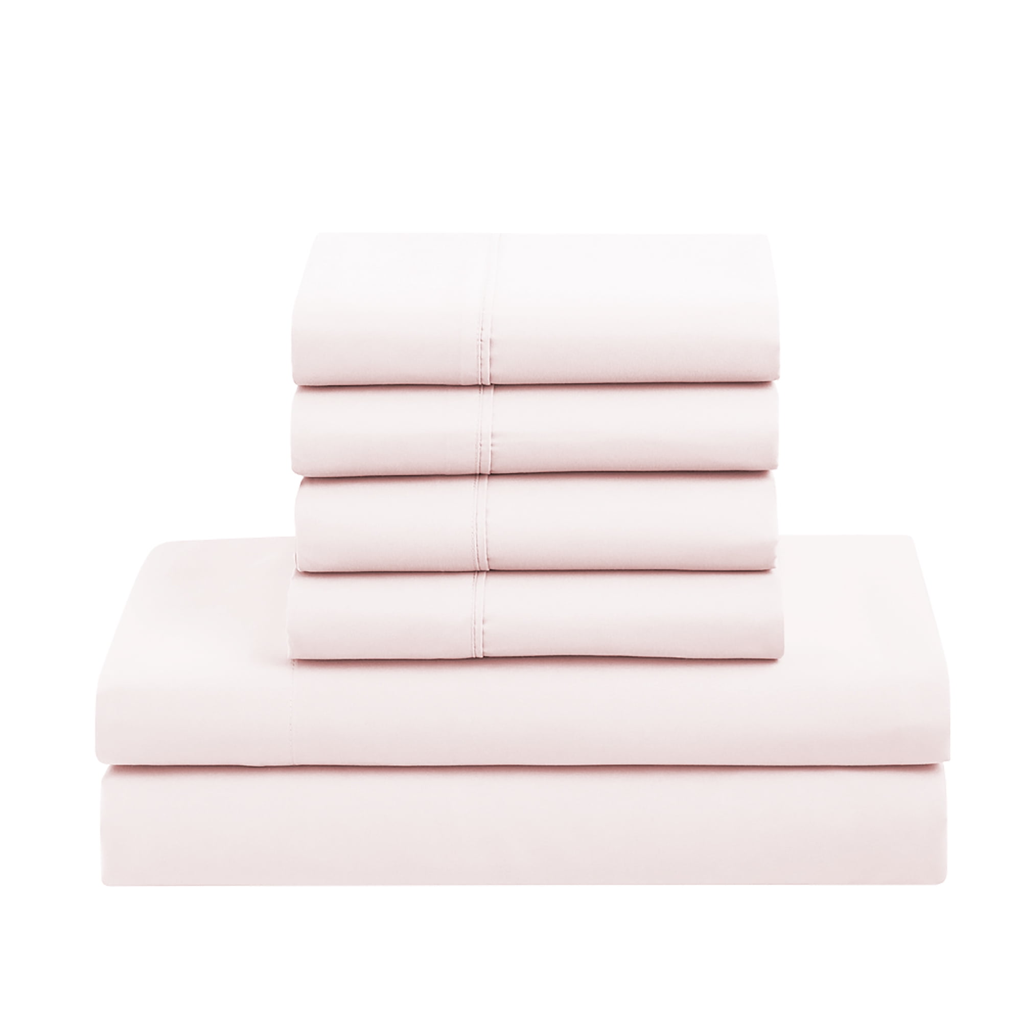 Luxurious Quilted Supreme 7 Piece Bed-In-A-Bag All Season Solid Comforter & Sheet Set, Full, Pale Pink - Luxurious Quilted Duvet Cover Set Detail