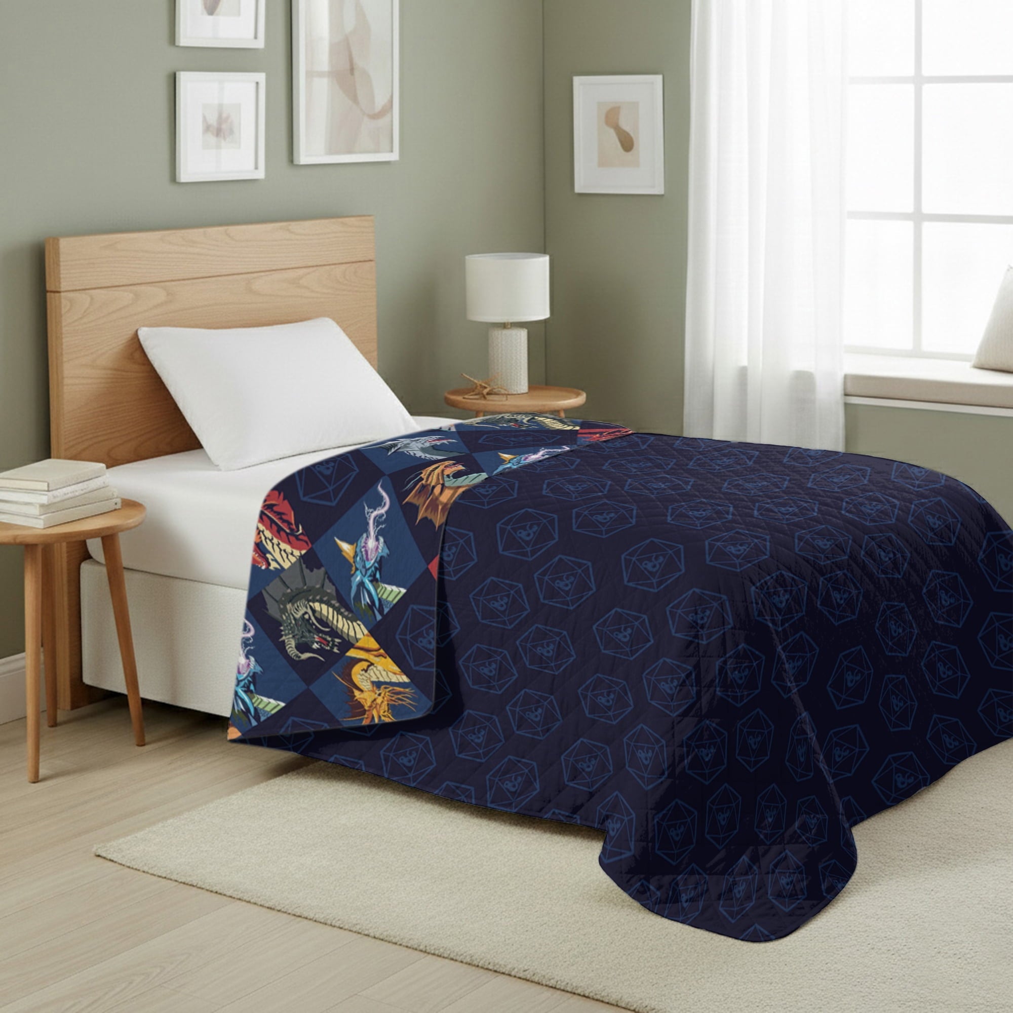 Cozy Fleece Quilted Throw Blanket 60x80 inches, Kids Character Bedding - Super Soft Reversible Sherpa Flannel Blanket Detail