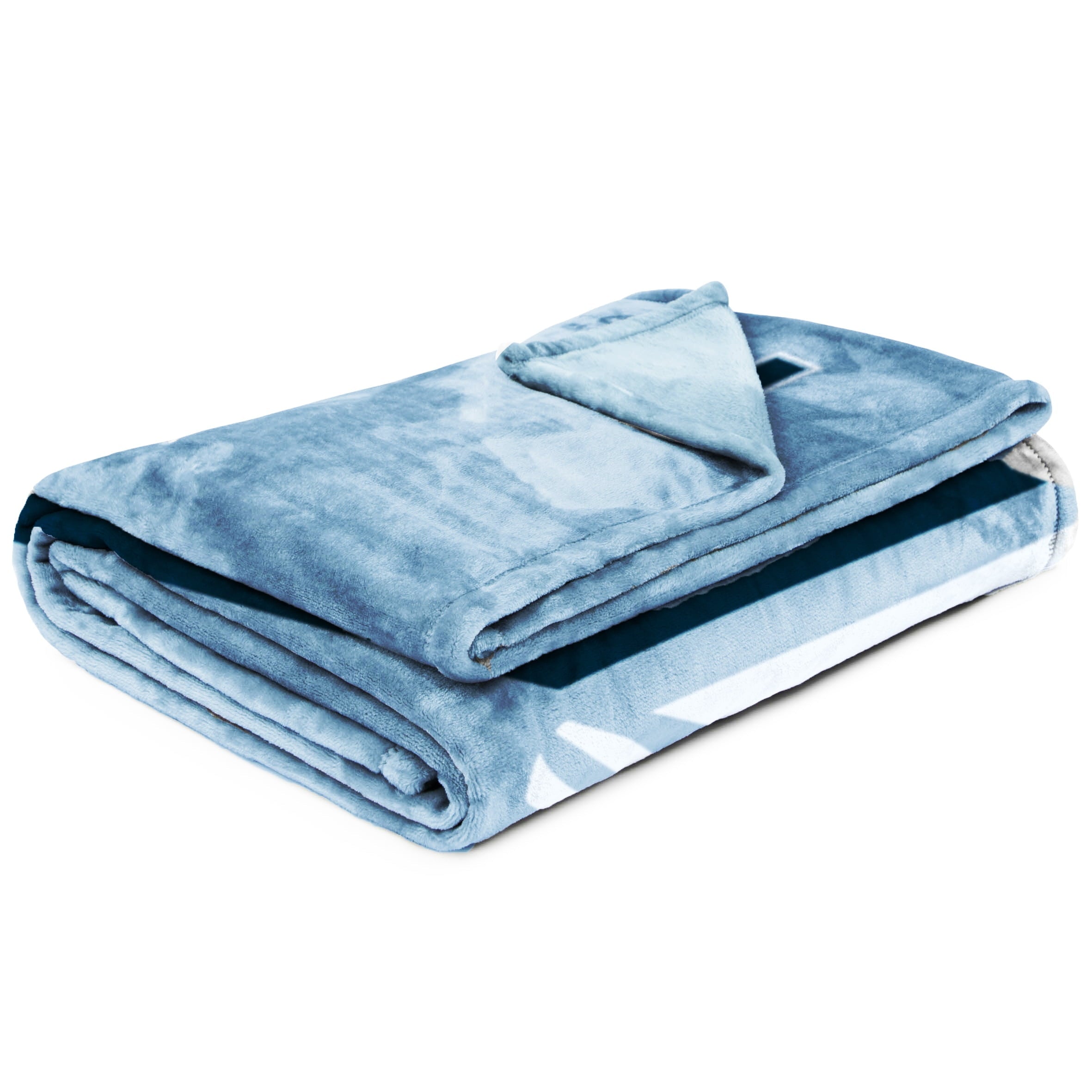 Super Soft Flannel Silk Touch Kids Throw Blanket, 62" x 90", Blue, Polyester - Luxury Knitted Decorative Throw Blanket with Fringes Detail