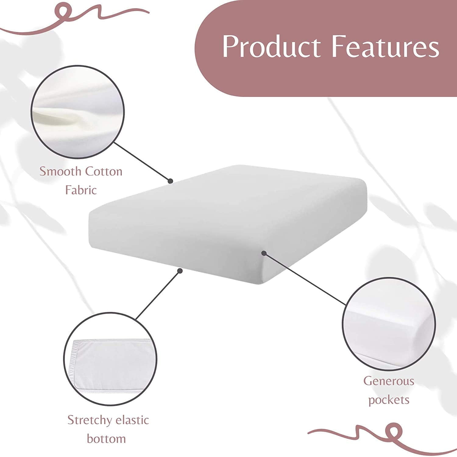 Premium Egyptian Cotton Luxurious Hotel Quality Crib Fitted Sheet – 100% Cotton – Ultra Soft, Skin-Friendly & Hypoallergenic – Deep Pocket Fi... - Cooling Hotel Quality Bedding Sheets and Pillowcases Detail