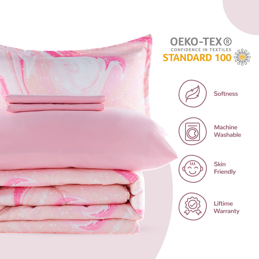 Hypoallergenic Cloud Kids Twin Bedding Comforter Set - 5 Pieces Super Cute & Soft Bedding Sets & Collections with Comforter, Sheet, Pillow... - All-Season Down Alternative Comforter Insert Detail