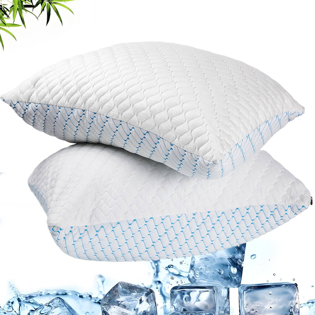 Decorative Plump Pillows for Sleeping (2-Pack), Luxury Hotel Pillows Queen Size Set of 2,Bed Pillows for Side and Back Sleeper (Queen) - Ergonomic Memory Foam Pillow for Neck Pain Support Detail
