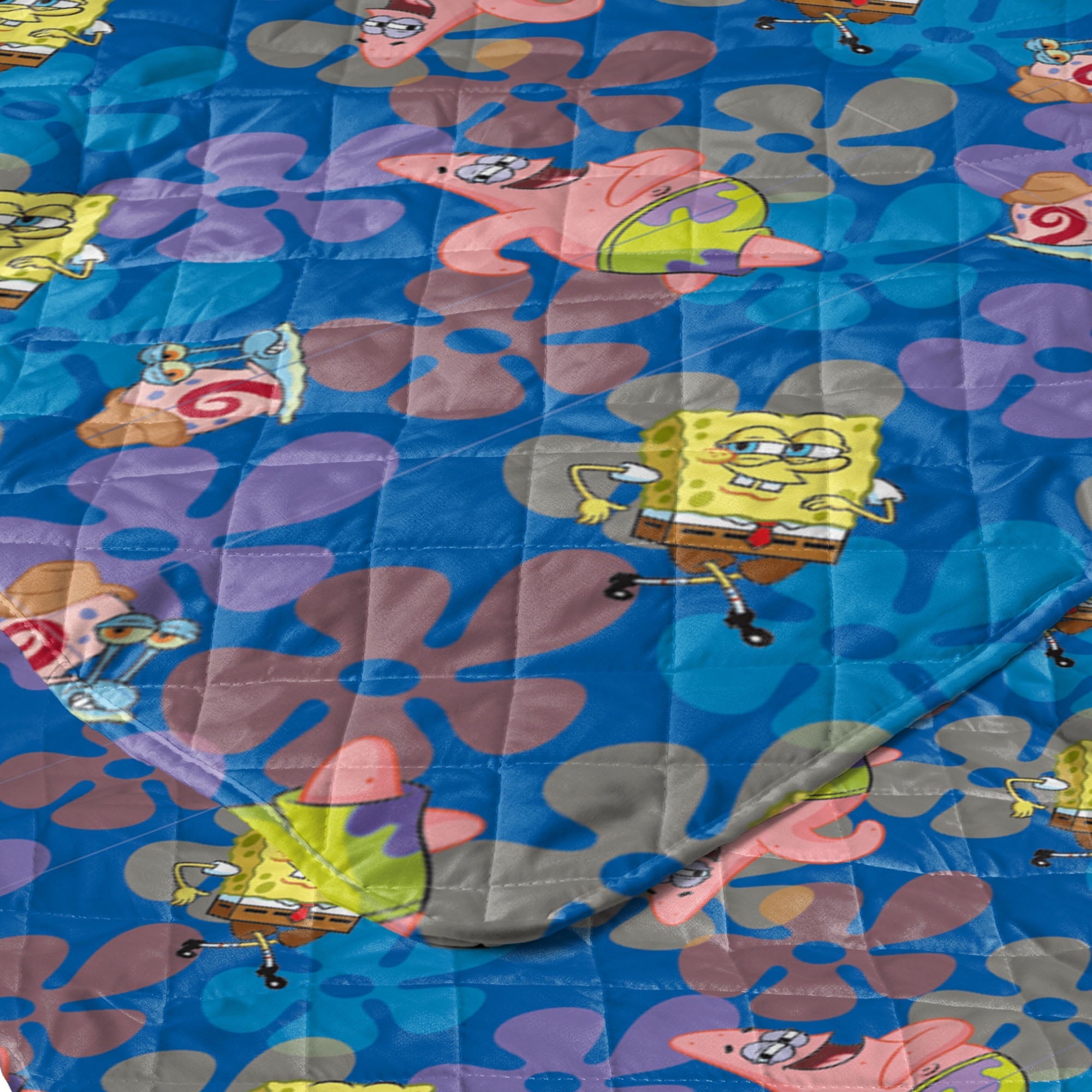 Super Soft Flannel Spongebob Tropical Waltz Quilted Throw Blanket 60x80 inches, Kids Character Bedding - Cozy Fleece Throw Blanket for Couch & Bed Detail