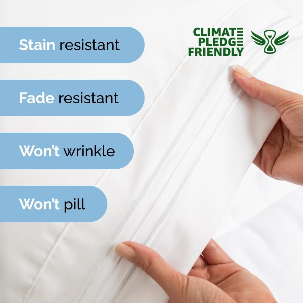 Ultra-Soft 4-Piece Ultra Soft & Comfy Hotel Luxury Sheet Set - Full Size Cooling Bed Sheet Fits 8"-16" Mattresses, White - Cooling Hotel Quality Bedding Sheets and Pillowcases Detail