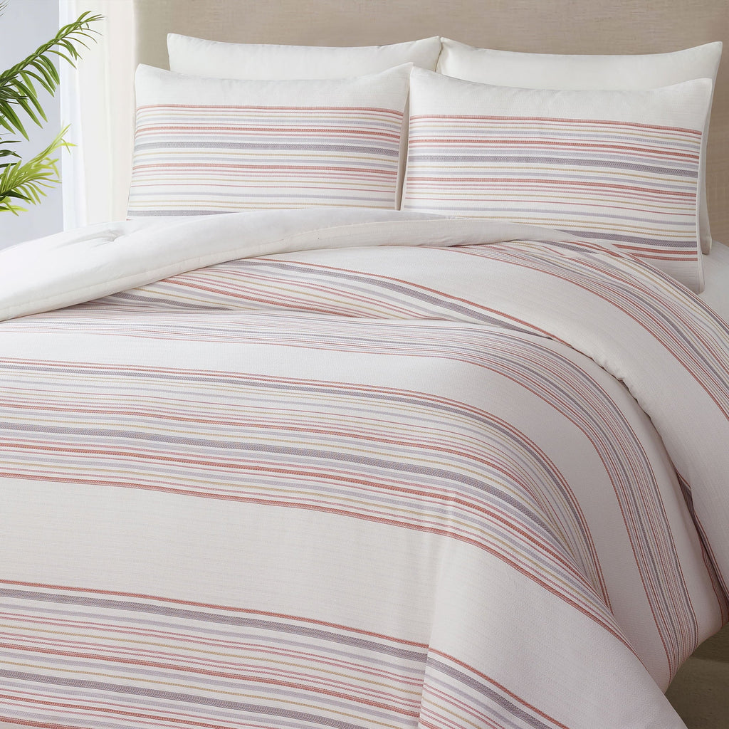 Hypoallergenic Cloud 3-Piece Red Yarn Dye Stripe Comforter Set, Full/Queen - Hypoallergenic Ultra-Fluffy Quilt for Winter Detail