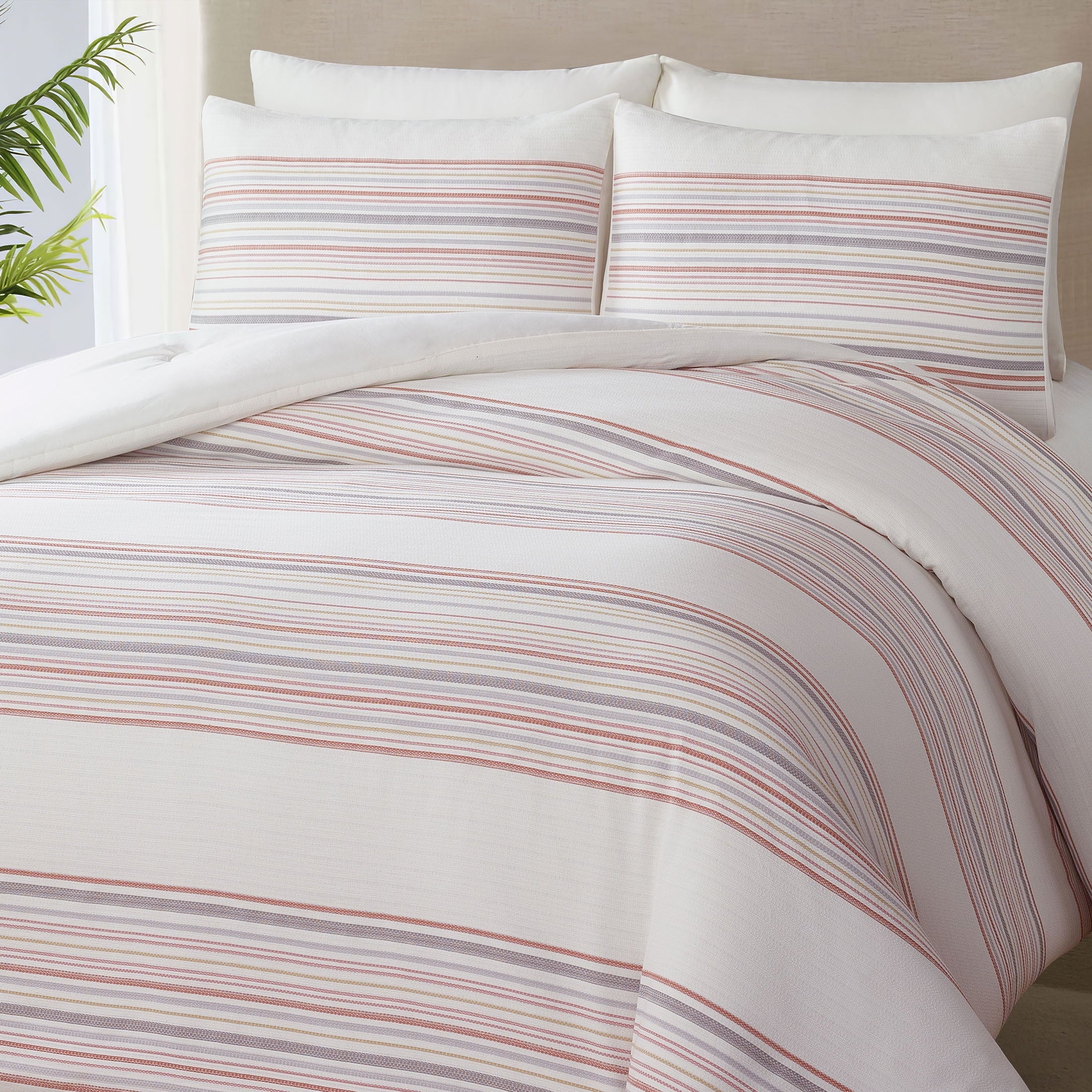 Hypoallergenic Cloud 3-Piece Red Yarn Dye Stripe Comforter Set, Full/Queen - Hypoallergenic Ultra-Fluffy Quilt for Winter Detail