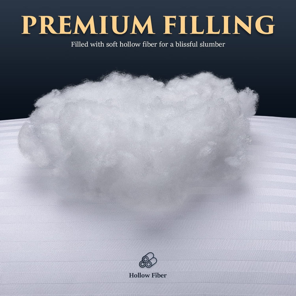 Orthopedic Support Bed Pillows 2-Pack Queen Size Luxury Hotel Pillow for Side and Back Sleeper Pillows for Bed with Cooling Cover - Ergonomic Memory Foam Pillow for Neck Pain Support Detail