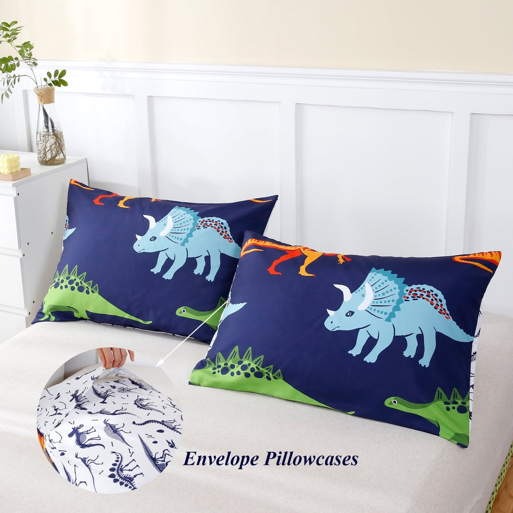 Hypoallergenic Cloud 3 Pcs Dinosaur Twin Size Bedding Sets for Boys, Dinosaur Printing Boys Comforter Set, Blue and White Reversible Bed C... - Cloud-Like Soft Lightweight Bed Comforter Detail