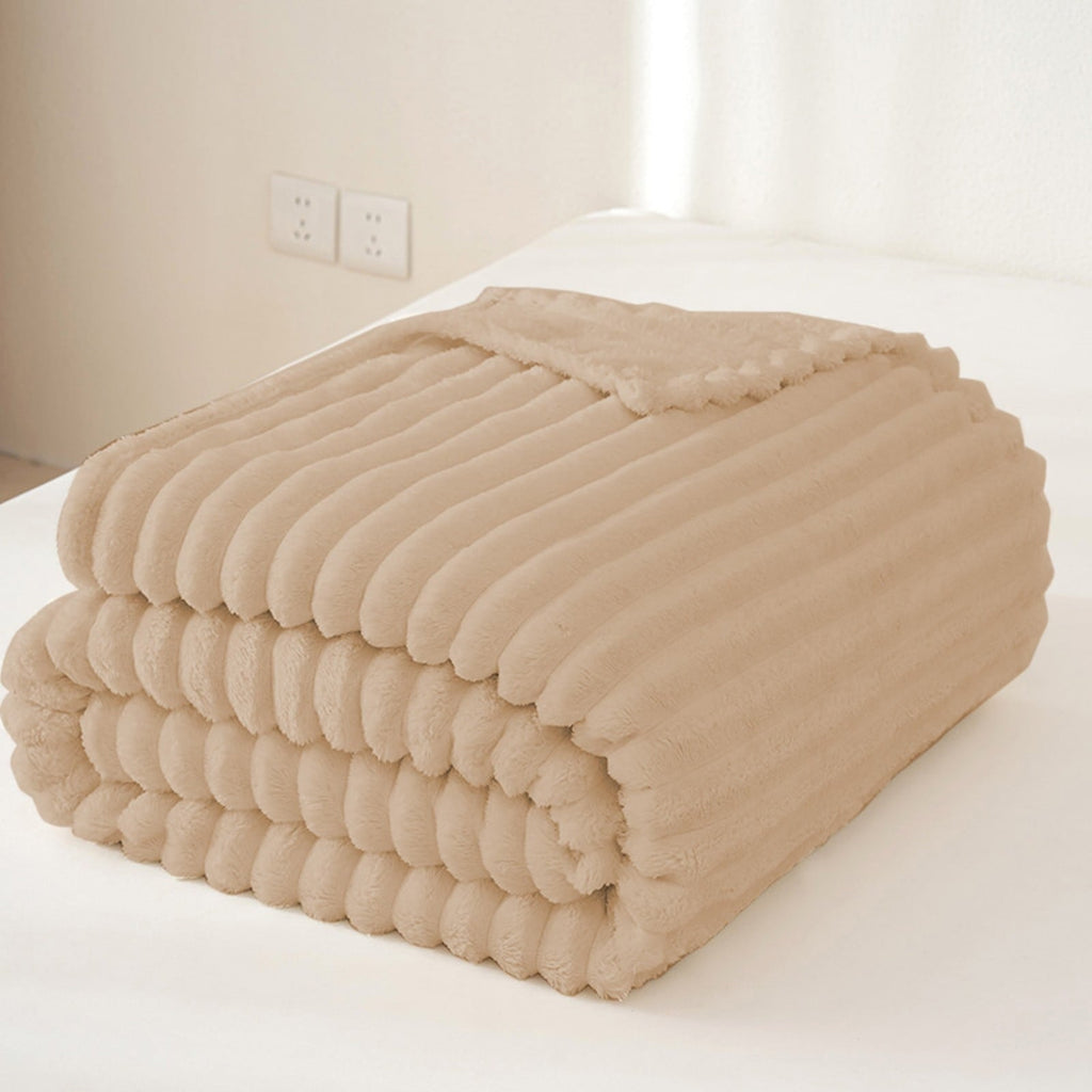 Lightweight Warm Extra Large Throw Blanket for Couch Home Office Hotel 100% Cotton Super Soft Blanket for Adult 47"x70" Khaki - Luxury Knitted Decorative Throw Blanket with Fringes Detail
