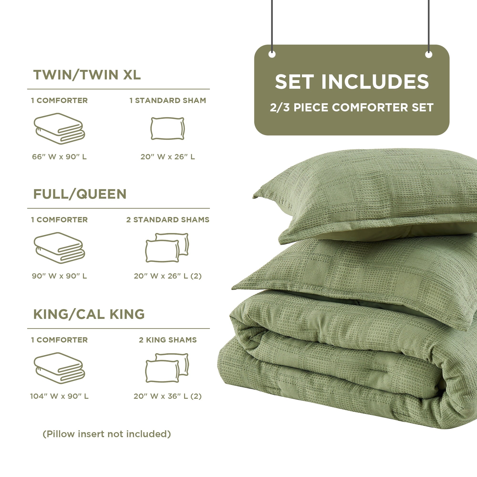 Heavyweight Warmth Waffle Weave Comforter Set Full/Queen Size, Lightweight & Breathable Comforter Bet Set for All Season, 3-Piece Textur... - Hypoallergenic Ultra-Fluffy Quilt for Winter Detail