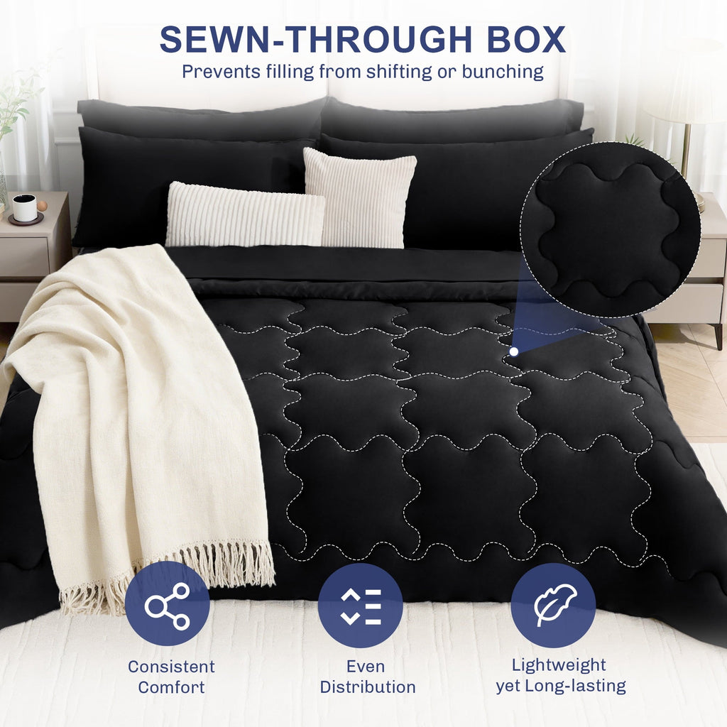 Luxurious Quilted 7 Pieces Comforter Set Full，Bed in A bag，All Seasons Bedding sets with Comforter,Fitted Sheet,Flat Sheet,Pillowcases ... - All-Season Down Alternative Comforter Insert Detail