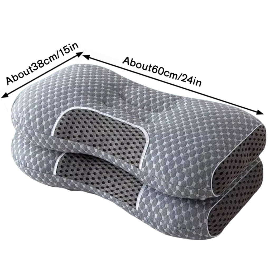 Decorative Plump 2-Piece Set - 24"x15" Gray Bed for Back, Side, Stomach Sleepers - Ergonomic Memory Foam Pillow for Neck Pain Support Detail
